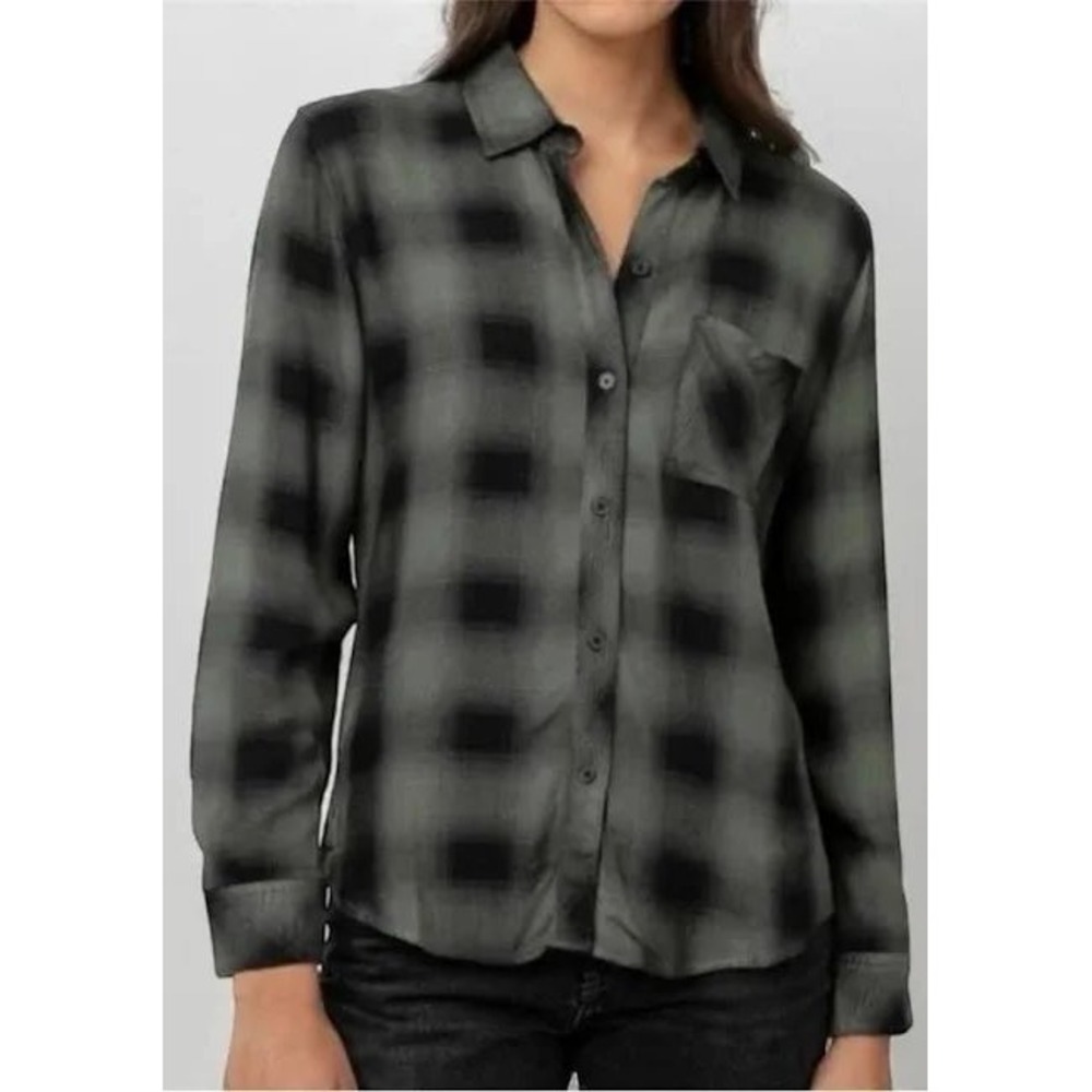 Rails Hunter Shirt in Moss Ash Plaid Size Medium Casual Essential Lightweight